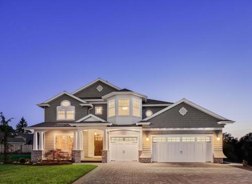 Beautiful Exterior of New Luxury Home at Twilight